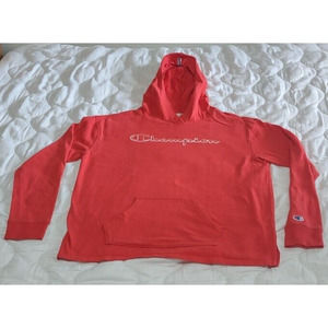 Champion Lightweight Pullover Hoodie Slit Hem Mens Size Small Red
